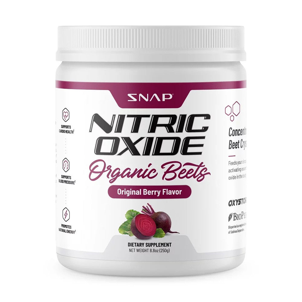 Snap Nitric Oxide Organic Beets Supplement Powder, Original Berry, Support Cardio Health, 250 Gm